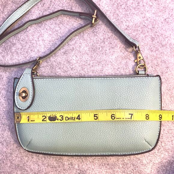 Joy Susan Vegan Leather Wristlet Crossbody in Light Blue, Removable Strap - Picture 8 of 11